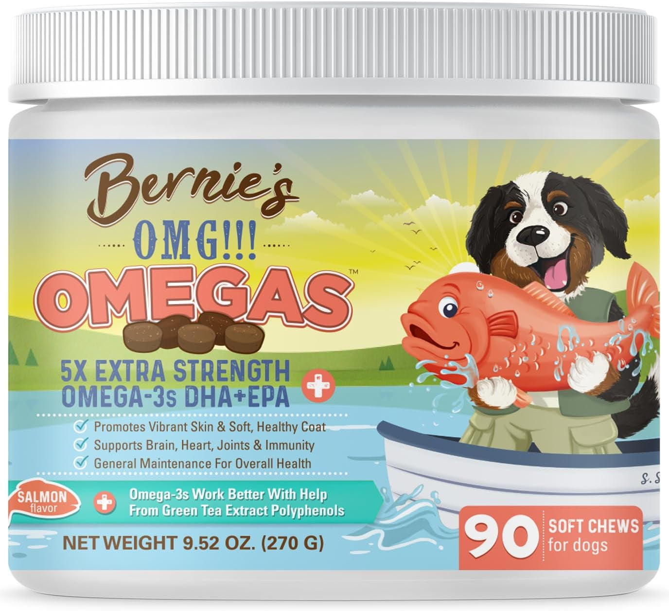 Bernie's OMG!!! Omegas 5X Extra Strength Omega3s DHA+EPA, Chews with
