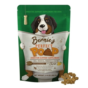 Bernie’s Perfect Poop Digestive Supplement for Dogs, 12.8 oz Cheese, 4-in-1 Formula with Prebiotics, Probiotics, Fiber & Enzymes