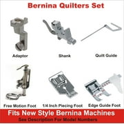 Bernina Compatible New Style Quilters Set Includes Adaptor, Shank, 1/4 Inch Foot, Free Motion Foot, Edge Guide Foot & Quilt Guide Bar