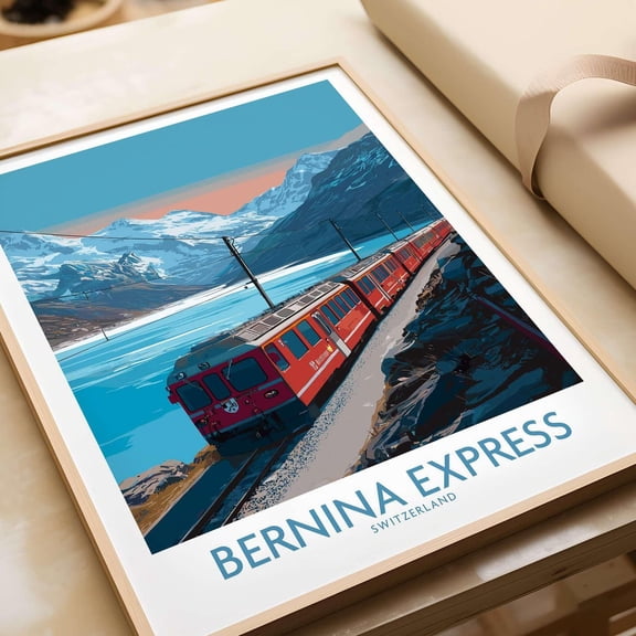 Bernina Express Scenic Swiss Alps Train Art Print