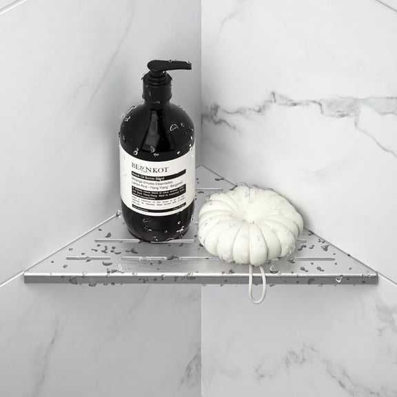 Bernkot Corner Shower Shelf 10" Brushed 304 Stainless Steel Slot Design Recessed Grouted Shelf Bathroom Shelf Rack for Tiled Wall