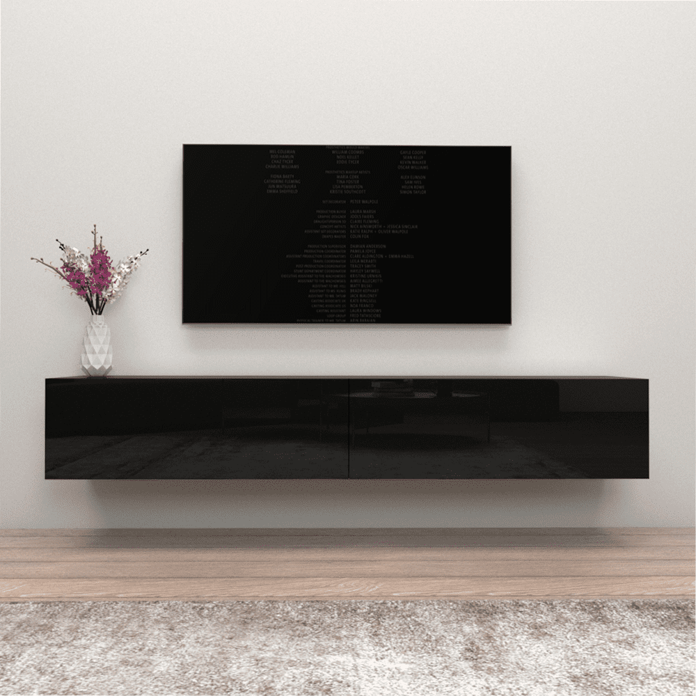 Berno Floating TV Stand for TVs up to 80", Modern High Gloss 71" Entertainment Center, Wall Mounted TV Media Console with Storage Cabinets