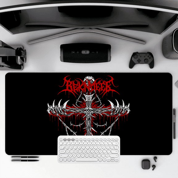 Bernocle Gothic Cross Design Mouse Pad 35.4 x 15.8 Inches Rubber Surface for Office Gaming Desk