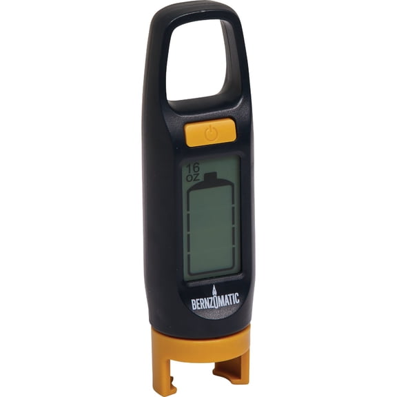 Bernzomatic Digital Fuel Gauge, Fuel Tank Gauge for Propane or Map-Pro Fuel Canisters, Digitally Read Fuel Level in Non-refillable Fuel Cylinder