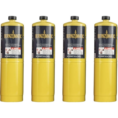 Bernzomatic Propane Tank Map Gas Propane Bottle Prefilled & Ready to Use MAP-Pro Gas Torch Style Cylinder Refillable Propane Cylinder 14.1 oz - 4PK