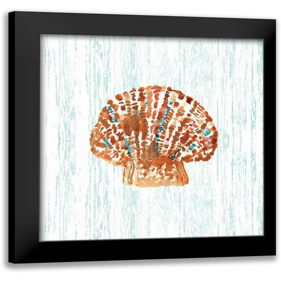 Berrenson, Sara 12x12 Black Modern Framed Museum Art Print Titled - Beachcomber On Blue II