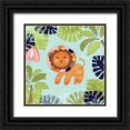 thumbnail image 1 of Berrenson, Sara 12x12 Black Ornate Wood Framed with Double Matting Museum Art Print Titled - Jungle Lion Leaves, 1 of 4