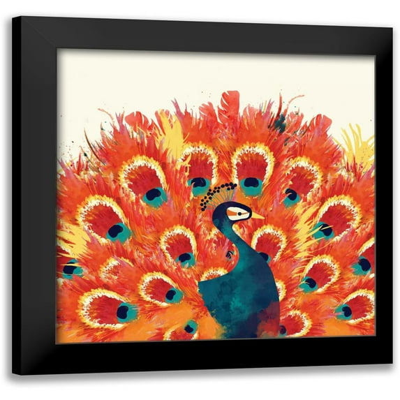 Berrenson, Sara 15x15 Black Modern Framed Museum Art Print Titled - Peacock II
