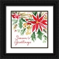 thumbnail image 1 of Berrenson, Sara 15x15 Black Ornate Wood Framed with Double Matting Museum Art Print Titled - Poinsettia Pine Sq, 1 of 4