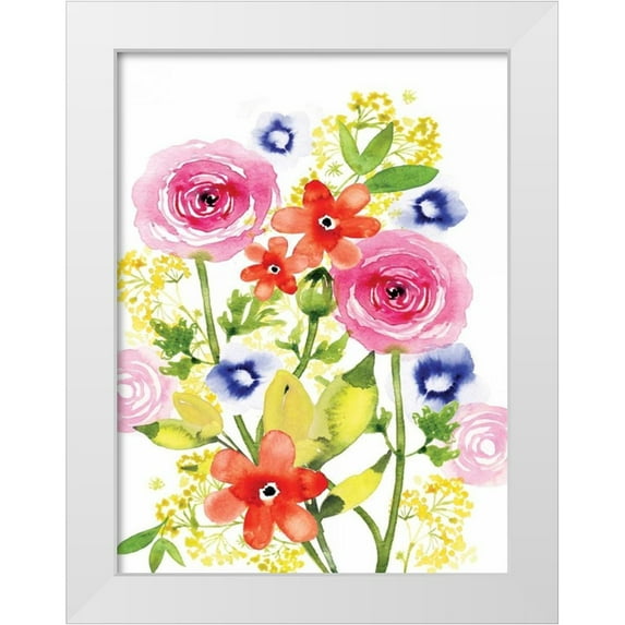 Berrenson, Sara 25x32 White Modern Wood Framed Museum Art Print Titled - Rose Rhapsody I