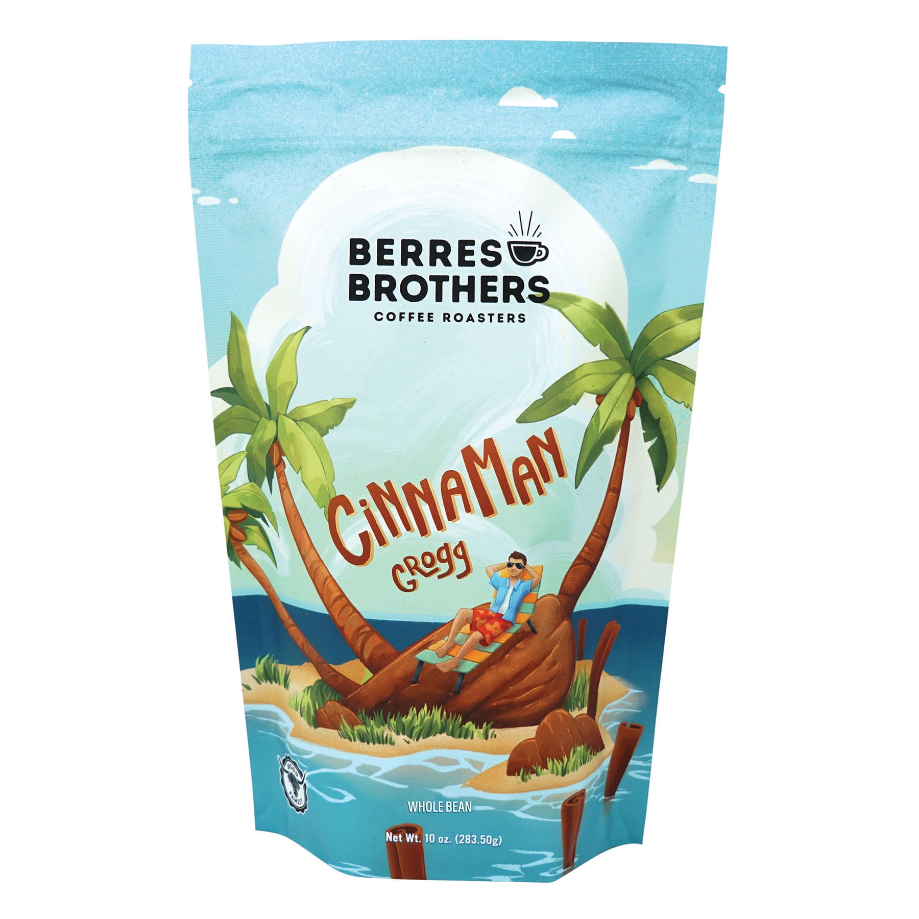 Berres Brothers Coffee Roasters CinnaMan Grogg Whole Bean Coffee, Medium Roast, 10oz.