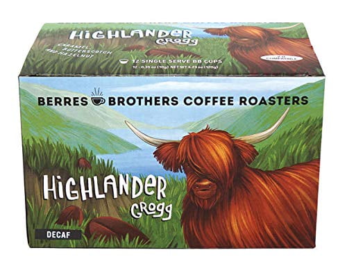 Berres Brothers Highlander Grogg Decaf Coffee, 12 Count Single Serve Pods Compatible with Keurig K Cups K Pods Coffee Makers, Flavored Coffee, Medium Roast, Gourmet Coffee, Decaffeinated, Ro