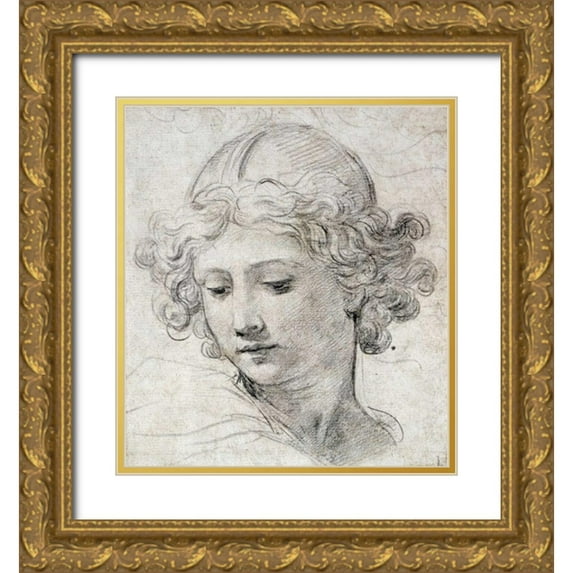 Berrettini, Pietro 12x13 Gold Ornate Wood Framed with Double Matting Museum Art Print Titled - The Head of An Angel