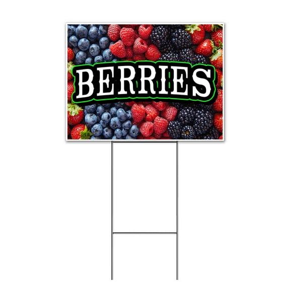Berries (18" x 24") Yard Sign, Includes Metal Step Stake