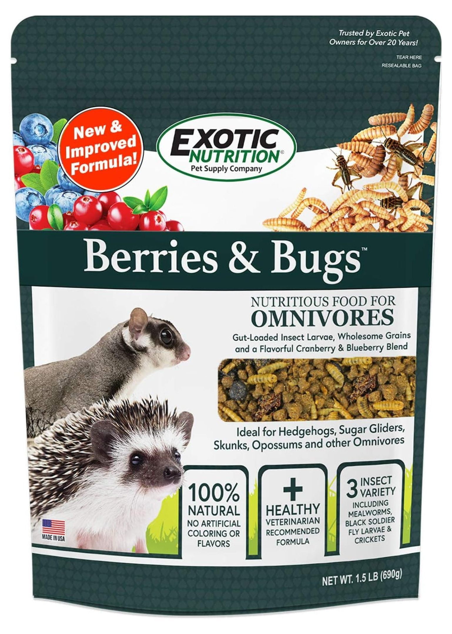 Berries & Bugs 3 lb. - All Natural High Protein High Fiber Insectivore ...