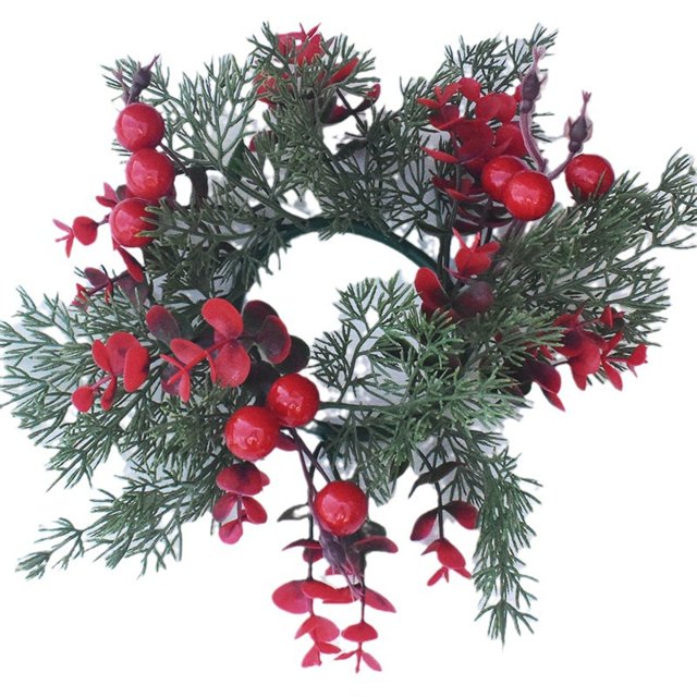 Berries Candle Ring Christmas Wreath Candle Ring for Pillar Christmas