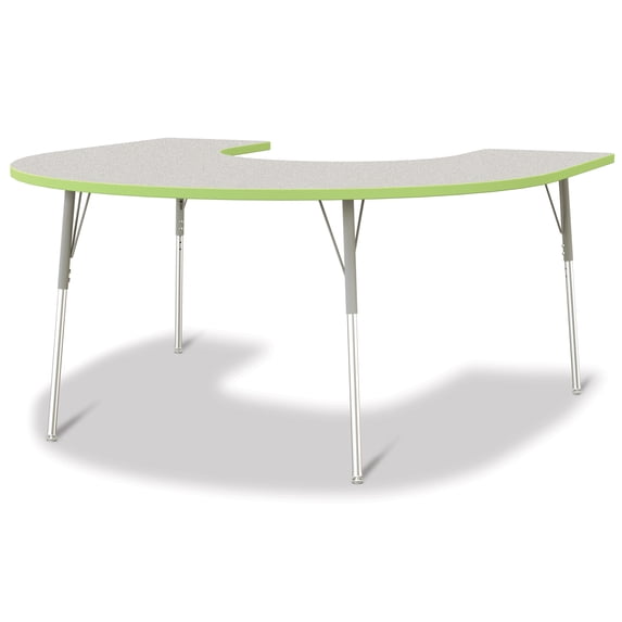 Horseshoe Activity Table - 66" X 60", A-height - Freckled Gray/Key Lime/Gray