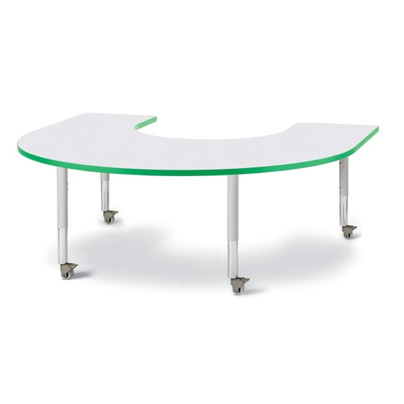 Berries 6445JCM119 Horseshoe Mobile Activity Table, 66" x 60", Gray/Green/Gray