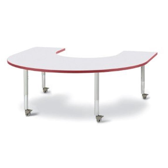 Berries 6445JCM008 Horseshoe Mobile Activity Table, 66" x 60", Gray/Red/Gray