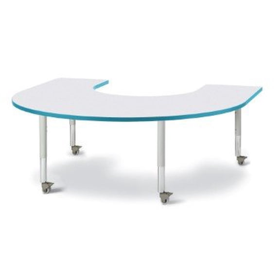 Berries 6445JCM005 Horseshoe Mobile Activity Table, 66" x 60", Gray/Teal/Gray