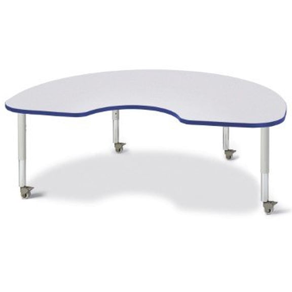 Berries Kidney Activity Table - 48" X 72", Mobile - Gray/Blue/Gray