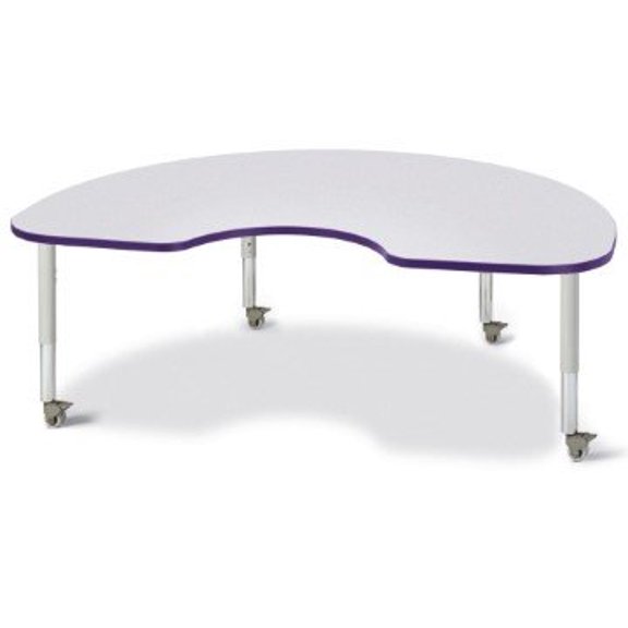 Berries 6423JCM004 Kidney Mobile Activity Table, 48" x 72", Gray/Purple/Gray