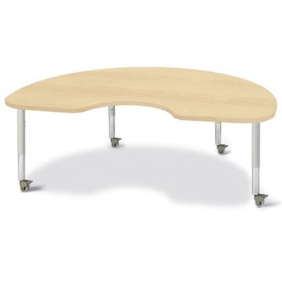 Berries Kidney Activity Table - 48" X 72", Mobile - Maple/Maple/Gray