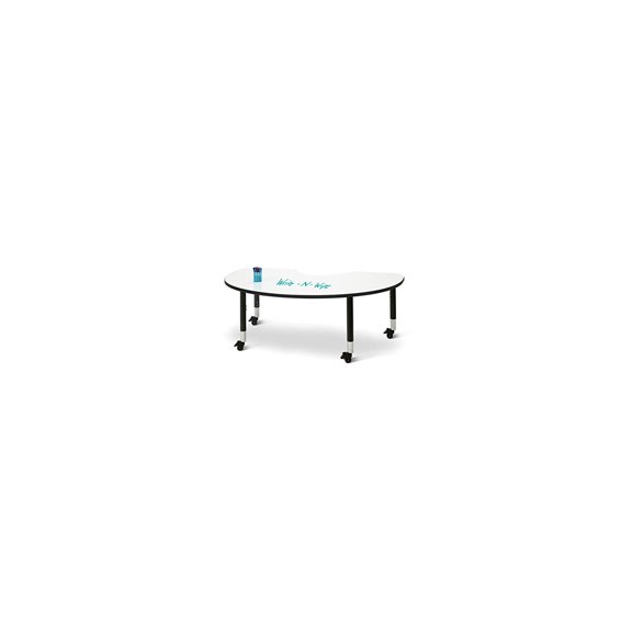 Berries Kidney Dry Erase Table - 72" x 48", Mobile - Write-n-Wipe/Black/Black