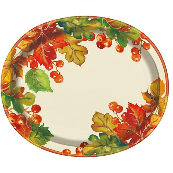 Berries Leaves Fall Thanksgiving 8 Ct Oval Banquet Platters