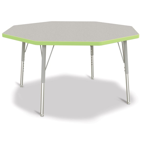 Octagon Activity Table - 48" X 48", E-height - Freckled Gray/Key Lime/Gray