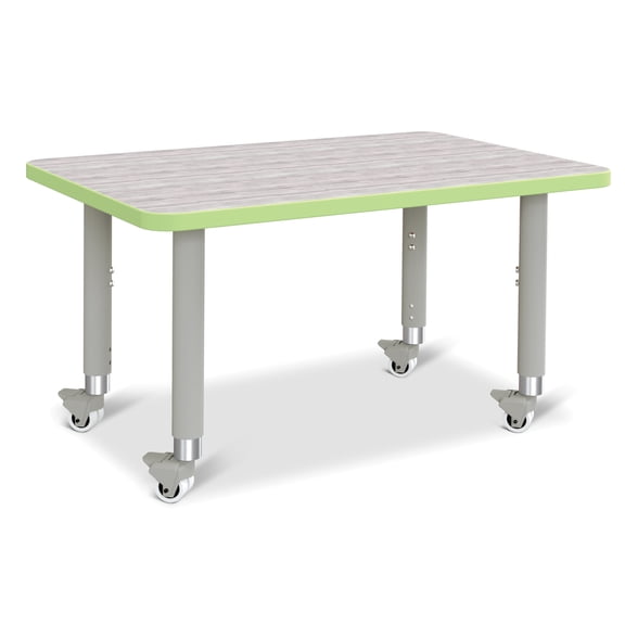 Rectangle Activity Table - 24" X 36", Mobile - Driftwood Gray/Key Lime/Gray