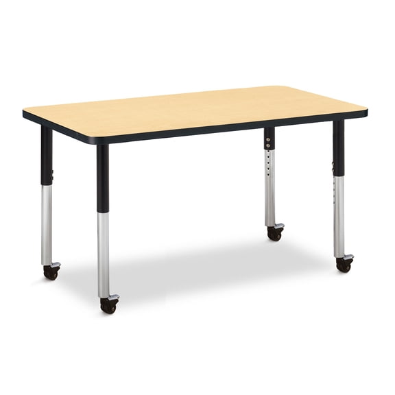 Rectangle Activity Table - 24" X 36", Mobile - Maple/Black/Black
