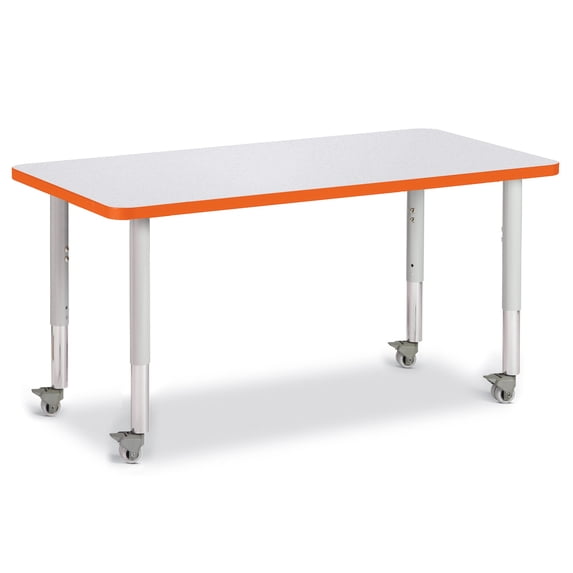 Berries 6403JCM114 Rectangle Mobile Activity Table, 24" x 48", Gray/Orange/Gray