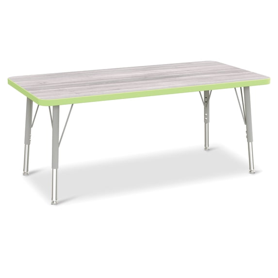 Rectangle Activity Table - 24" X 48", E-height - Driftwood Gray/Key Lime/Gray