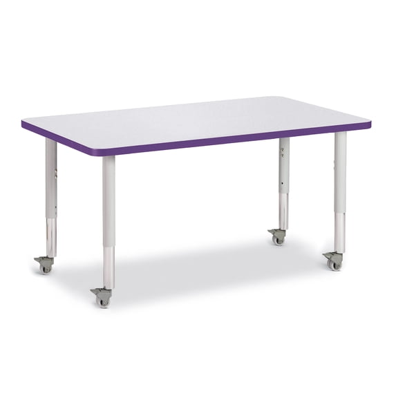 Berries 6473JCM004 Rectangle Mobile Activity Table, 30" x 48", Gray/Purple/Gray