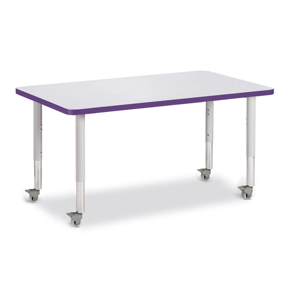 Berries 6473JCM004 Rectangle Mobile Activity Table, 30" x 48", Gray/Purple/Gray