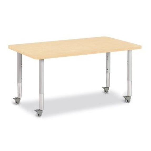 Rectangle Activity Table - 30" X 48", Mobile - Maple/Maple/Gray
