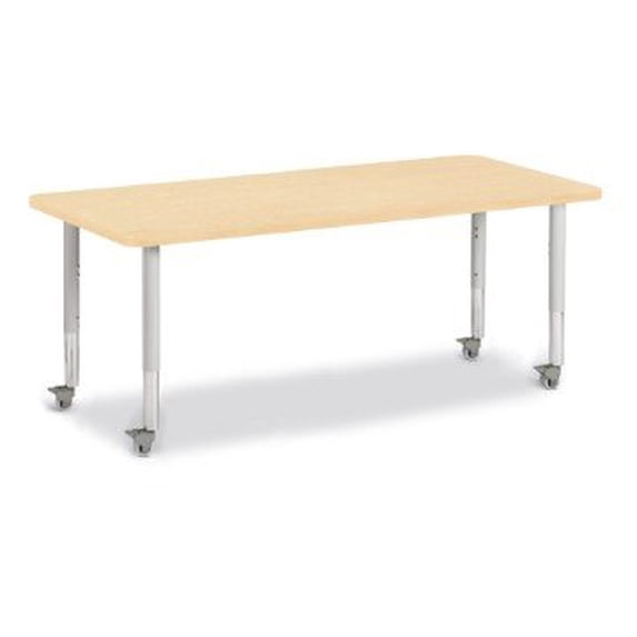 Berries 6413JCM251 Rectangle Mobile Activity Table, 30" x 72", Maple/Maple/Gray