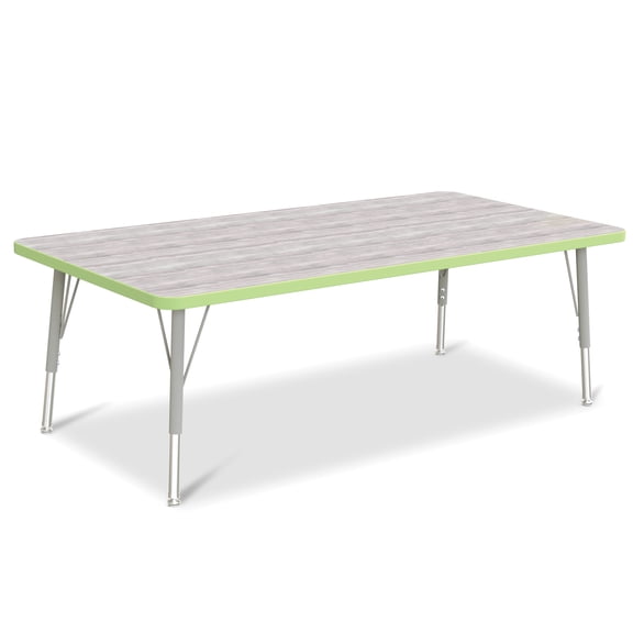 Rectangle Activity Table - 30" X 60", E-height - Driftwood Gray/Key Lime/Gray