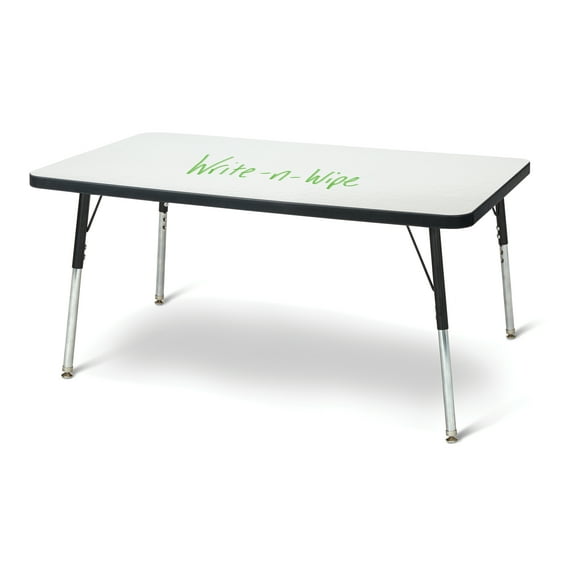 Rectangle Dry Erase Table - 24" x 36", A-height - Write-n-Wipe/Black/Black