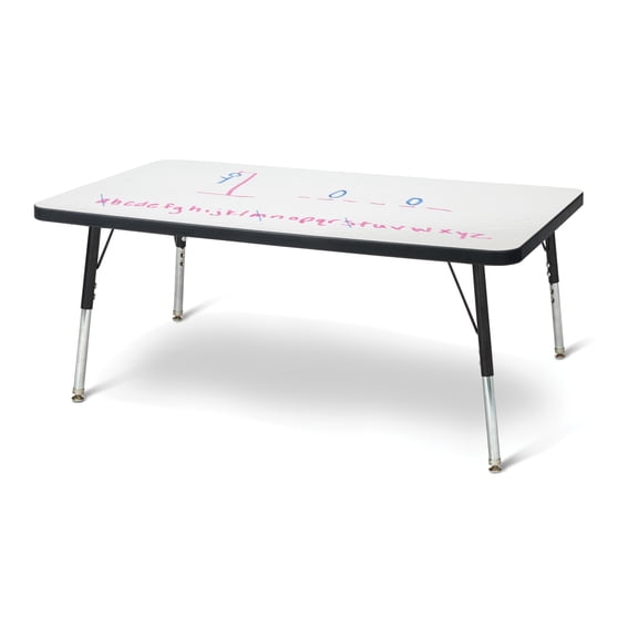 Rectangle Dry Erase Table - 24" x 36", E-height - Write-n-Wipe/Black/Black