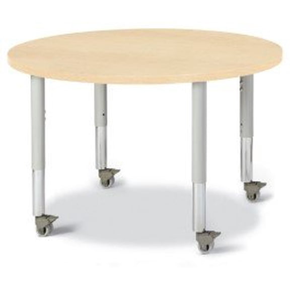 Round Activity Table - 36" Diameter, Mobile - Maple/Maple/Gray