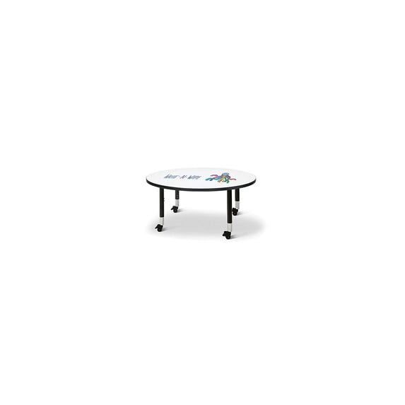 Berries Round Dry Erase Table - 48" Diameter, Mobile - Write-n-Wipe/Black/Black