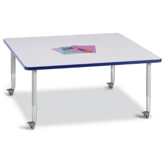 Berries 6418JCM003 Square Mobile Activity Table, 48" x 48", Gray/Blue/Gray