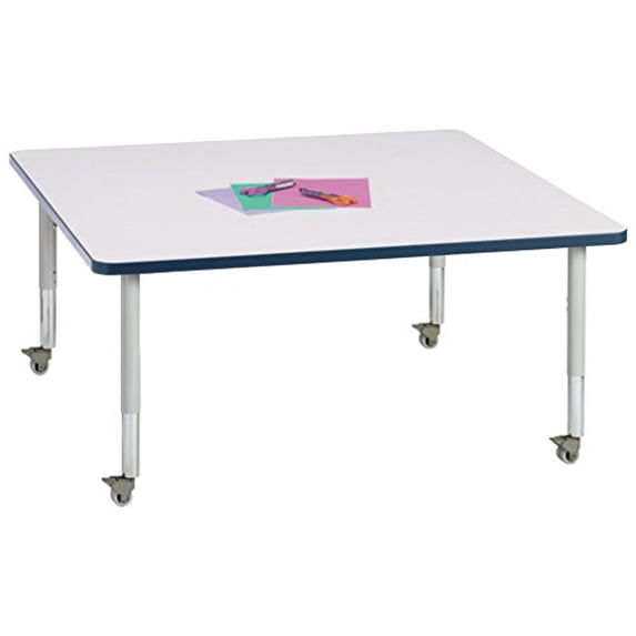 Berries 6418JCM112 Square Mobile Activity Table, 48" x 48", Gray/Navy/Gray