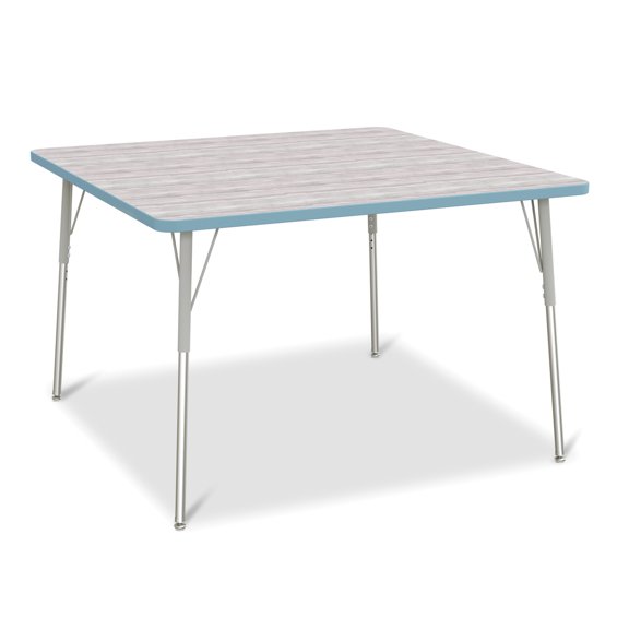 Berries Square Activity Table - 48 inch X 48 inch, A-height - Driftwood Gray/Key Lime/Gray