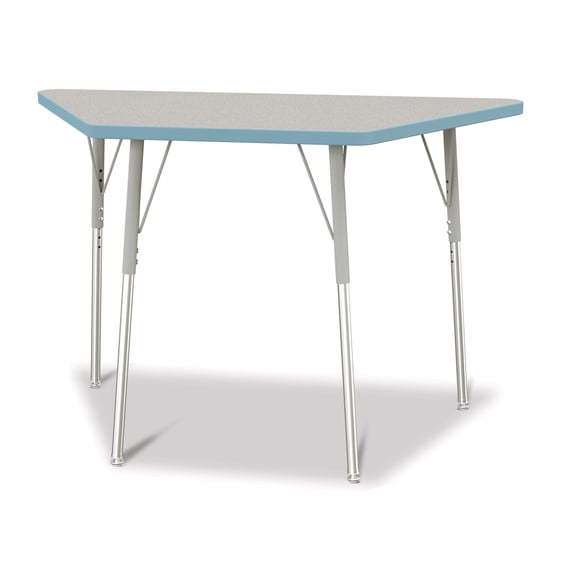 Trapezoid Activity Tables - 24" X 48", A-height - Freckled Gray/Coastal Blue/Gray