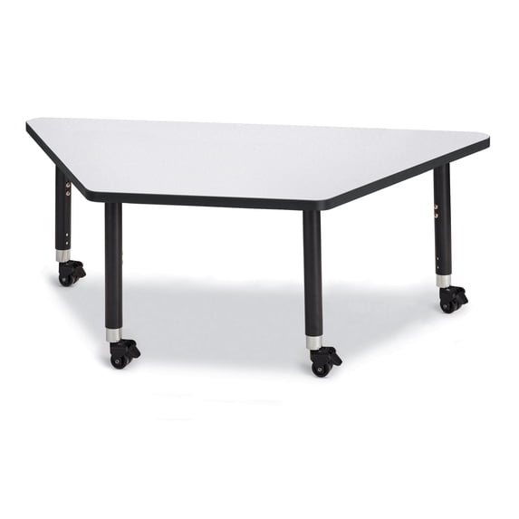 Berries 6443JCM180 Trapezoid Mobile Activity Tables, 30" x 60", Gray/Black/Black