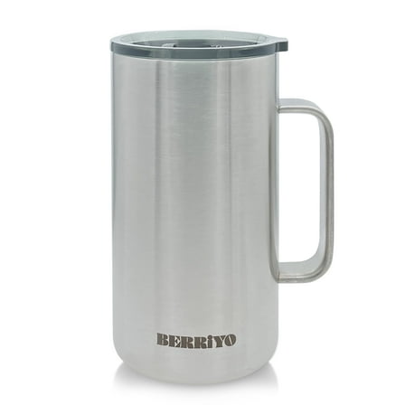 Berriyo 22oz Stainless Steel Coffee Mug with Handle,Double Wall Vacuum Insulated,Tritan Sliding Lid