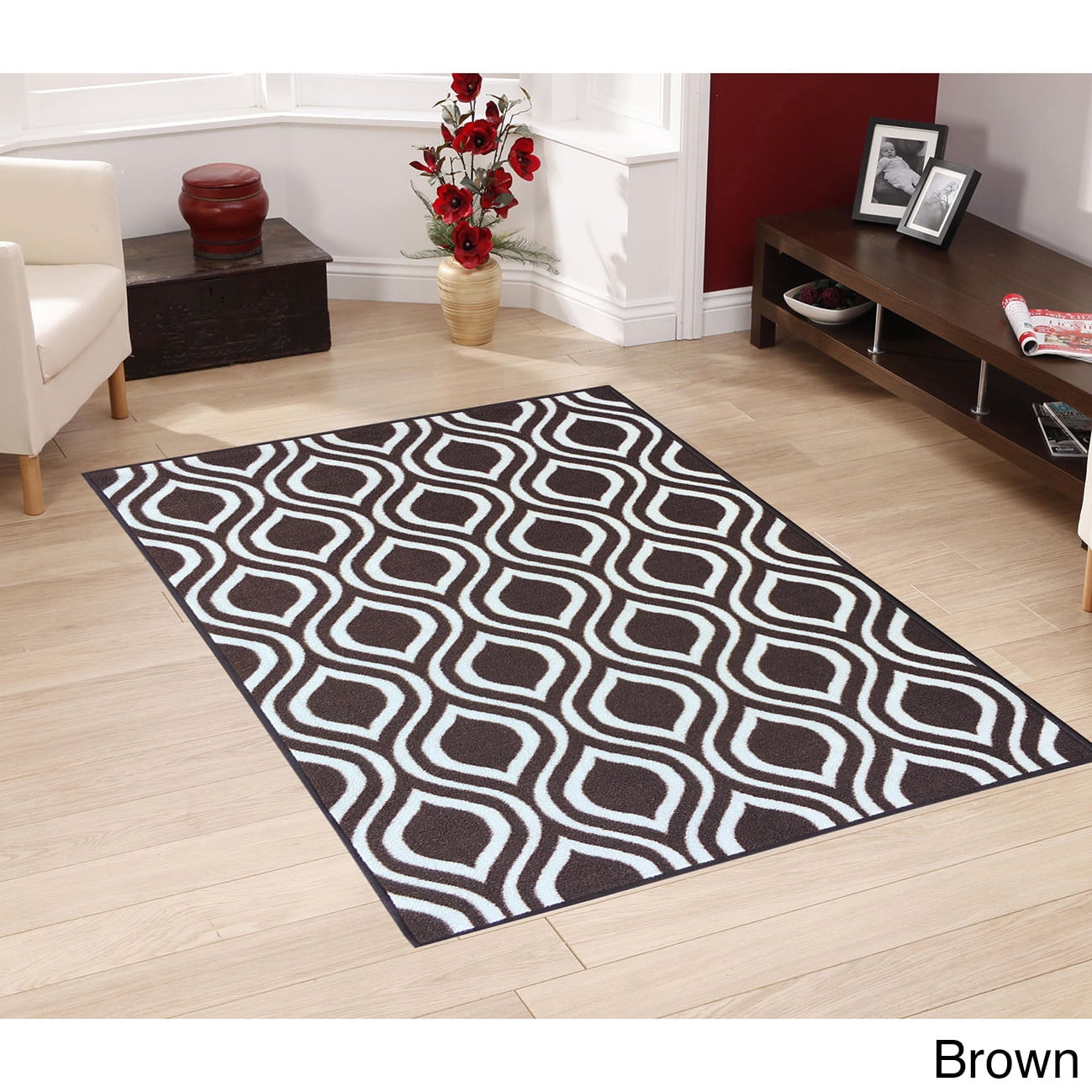 Berrnour Home Rose Collection Moroccan Trellis Design Area Rug With Non